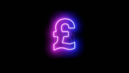 Photo for Pound euro glowing logo in neon light neon sign and neon light concept editorial image - Royalty Free Image