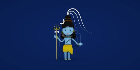 Dios Shiva 3D ilustración linda imagen de dibujos animados Shiva