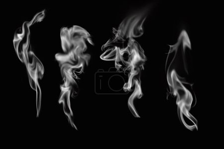 Foto de Humo de cigarrillo blanco sobre fondo negro - Imagen libre de derechos