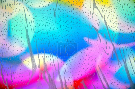 Photo for White foam texture background. Cleanser, soap, shampoo bubbles on glass - Royalty Free Image