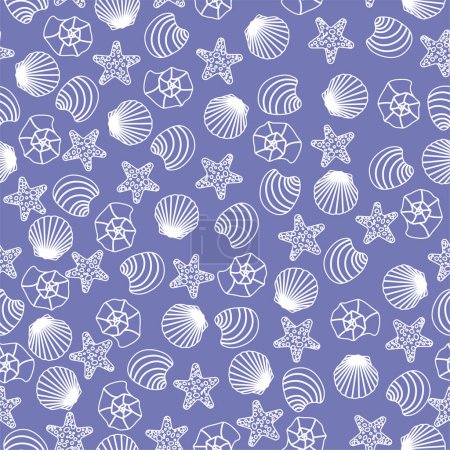 Photo for Vector seamless pattern with shells.Underwater cartoon creatures.Marine background.Cute ocean pattern for fabric, childrens clothing,textiles,wrapping paper. - Royalty Free Image