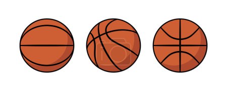 Téléchargez les illustrations : Balles de basket-ball ensemble équipement de sport - en licence libre de droit