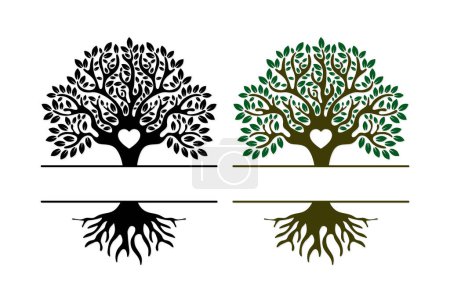 Ilustración de Árbol dividir nombre marco familia monograma plantilla - Imagen libre de derechos