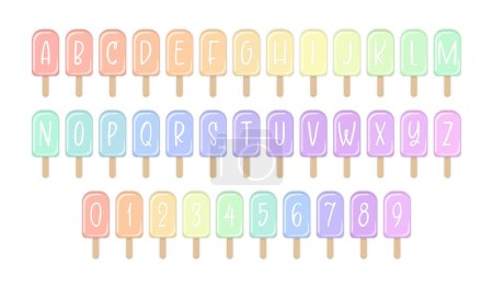 Ilustración de Rainbow Ice Cream Letras Números Paletas de colores Alfabeto - Imagen libre de derechos