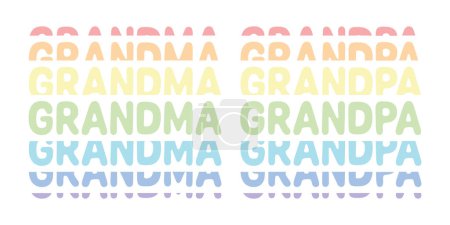 Grandma Grandpa Grandparents First Time Grandfather Grandmother Rainbow Letters