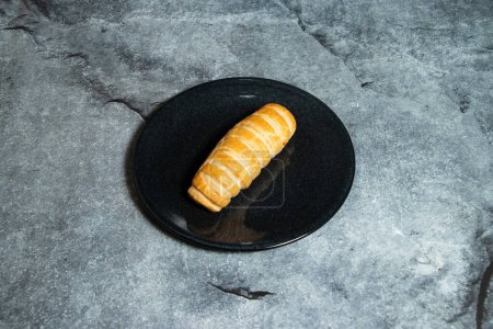 Photo for Spicy Beef Puff Pastry served in plate isolated on background top view of baked food indian dessert - Royalty Free Image