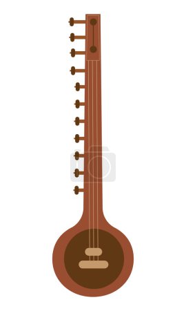Téléchargez les illustrations : Instrument de musique indien Veena isolé sur blanc - en licence libre de droit