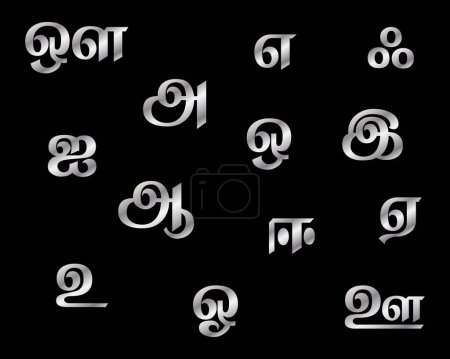 Tamil vowels letters vector illustration