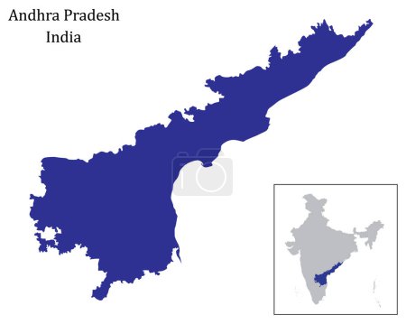 Andhra Pradesh Mapa aislado en el blanco