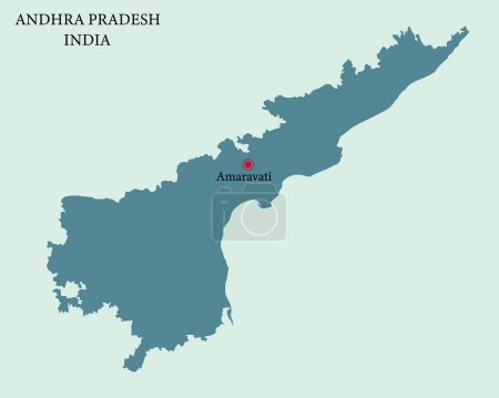 Andhra Pradesh Map isolated capital Amaravati pinned