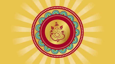 Hindu God Ganesha Vinayaga Ganapati with traditional background vector illustration