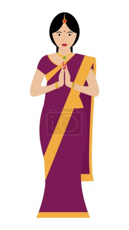 Illustration for Indian Girl in Traditional Saree Greeting Vector illustration - Royalty Free Image