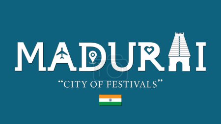 Illustration for Madurai , City of Festivals typography vector illustration - Royalty Free Image
