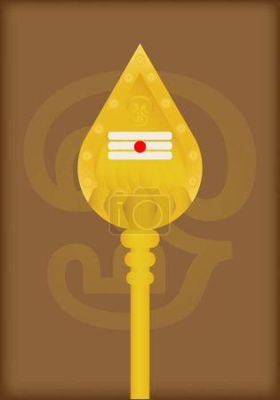 Goldene Vel-Vektorillustration, Vel ist ein göttlicher Speer oder Speer, der mit Murugan, dem hinduistischen Kriegsgott, assoziiert wird.