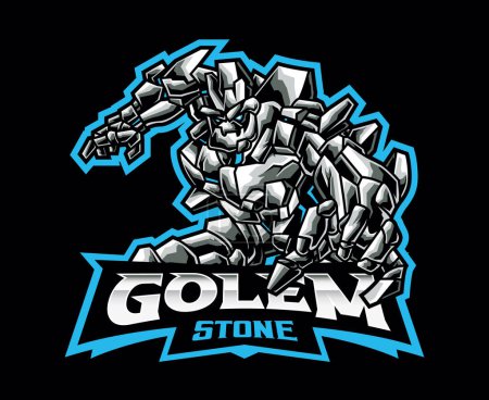 Illustration for Stone Golem Logo Mascot. A Symbol of Strength and Stability - Royalty Free Image