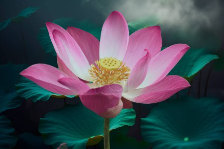 Blooming lotus flower in pond