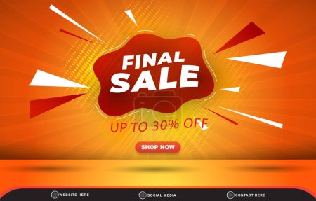 Ilustración de Final sale discount template banner with blank space for product sale with abstract gradient red and orange background design - Imagen libre de derechos