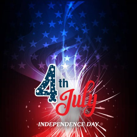 Illustration for 4th of july american independence day background banner with abstract gradient blue and red design1 - Royalty Free Image