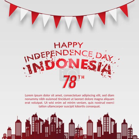 Illustration for Happy indonesian independence day 78th of august banner with abstract gradient red and white background design1 - Royalty Free Image