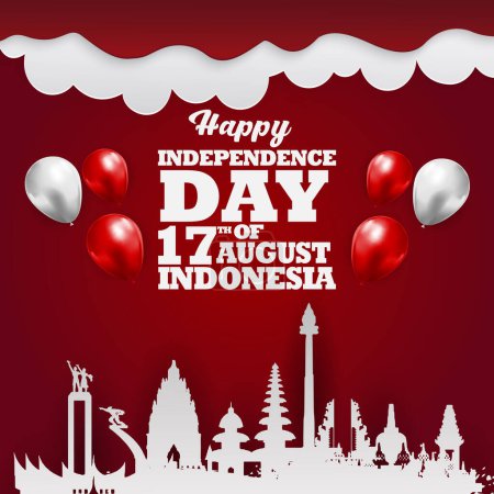 Téléchargez les photos : Heureux jour de l'indépendance indonésienne 78e de bannière août avec dégradé abstrait rouge et blanc fond design4 - en image libre de droit