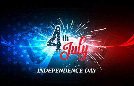 Illustration for 4th of july american independence day background with abstract gradient blue and red design - Royalty Free Image