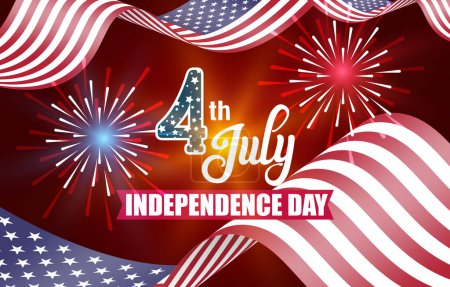 Téléchargez les photos : 4ème de bannière de fête de l'indépendance américaine juillet avec motif abstrait dégradé rouge - en image libre de droit