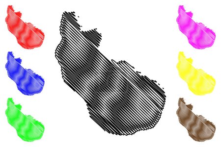 Illustration for Sint Eustatius island (Kingdom of the Netherlands, Netherlands Antilles, Cenrtal America, Caribbean islands) map vector illustration, scribble sketch Statia map - Royalty Free Image