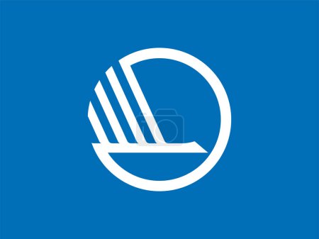 Téléchargez les illustrations : Drapeau du Conseil nordique, Silhouette d'un cygne blanc stylisé à l'intérieur d'un cercle blanc sur un champ bleu - en licence libre de droit