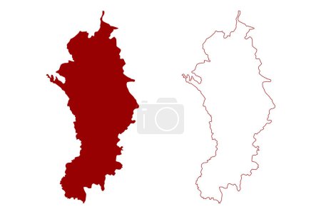 Ilustración de Derbyshire Dales district (Reino Unido de Gran Bretaña e Irlanda del Norte, condado ceremonial Derbyshire, Inglaterra) mapa vector illustration, scribble sketch West Derbyshire mapa - Imagen libre de derechos