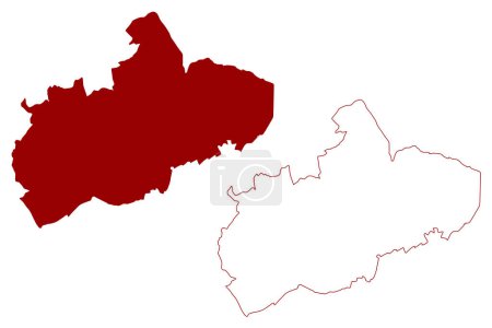 Illustration for Hertsmere Non-metropolitan district, borough (United Kingdom of Great Britain and Northern Ireland, ceremonial county Hertfordshire or Herts, England) map vector illustration, scribble sketch map - Royalty Free Image