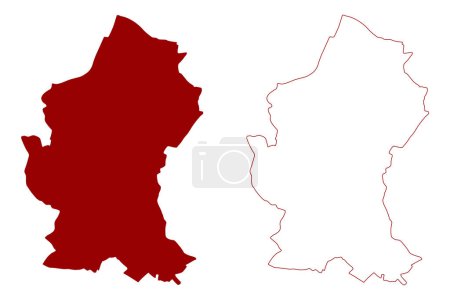 Illustration for Watford Town and borough (United Kingdom of Great Britain and Northern Ireland, ceremonial county Hertfordshire or Herts, England) map vector illustration, scribble sketch map - Royalty Free Image