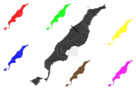 Ilustración de Isla de Iheya-jima (Japón, Asia Oriental, archipiélago japonés) mapa vector ilustración, boceto de garabato Iheyajima mapa - Imagen libre de derechos