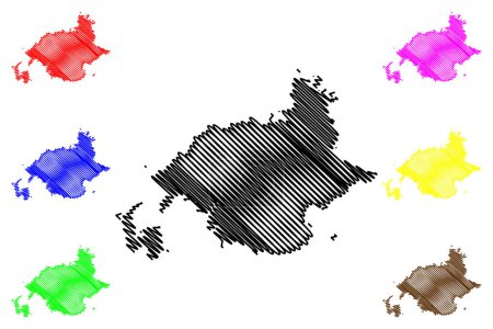 Ilustración de Uku-jima and Tera island (Japan, East Asia, Japanese archipelago) mapa vector illustration, scribble sketch Ukujima map - Imagen libre de derechos