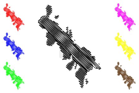 Ilustración de Isla de Arkoi (República Helénica, Grecia, Isla griega, Archipiélago del Dodecaneso) mapa vector ilustración, boceto de garabato Mapa de Arkioi - Imagen libre de derechos