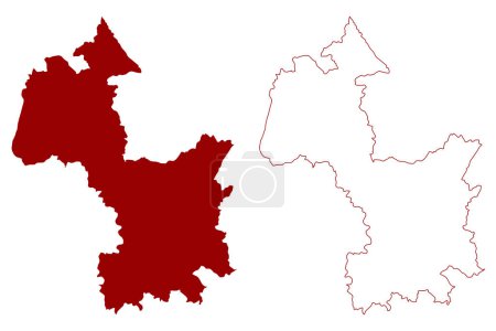 Illustration for Cherwell Non-metropolitan district, (United Kingdom of Great Britain and Northern Ireland, ceremonial county Oxfordshire, England) map vector illustration, scribble sketch map - Royalty Free Image