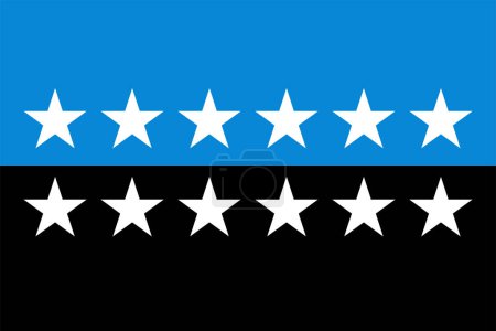 Ilustración de Bandera de la Comunidad Europea del Carbón y del Acero, CECA, franjas horizontales azules y negras con doce estrellas blancas en dos líneas a lo largo de cada franja - Imagen libre de derechos