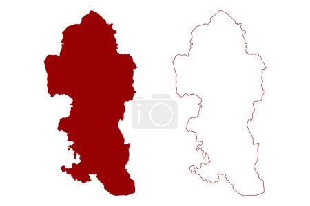 Illustration for Reigate and Banstead Non-metropolitan district, borough (United Kingdom of Great Britain and Northern Ireland, ceremonial county Surrey, England) map vector illustration, scribble sketch - Royalty Free Image