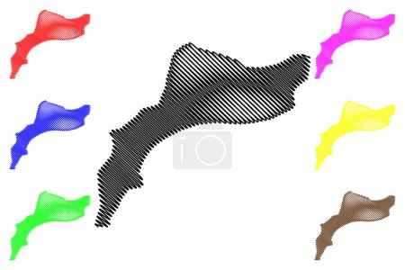Ilustración de Lou island (New Guinea, Pacific Ocean, Bismarck Archipelago, Admiralty Islands) map vector illustration, scribble sketch Lou map - Imagen libre de derechos