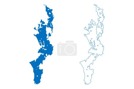 Ilustración de Lago Lovozero (Rusia, Federación Rusa, Óblast de Murmansk) mapa vector ilustración, boceto de garabato Luujarvi mapa - Imagen libre de derechos