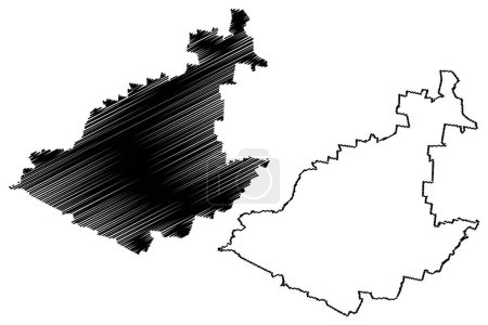Illustrazione per Aguascalientes comune (Free and Sovereign State of Aguascalientes, Messico, Stati Uniti Messico) mappa vettoriale illustrazione, scarabocchio schizzo mappa - Immagini Royalty Free