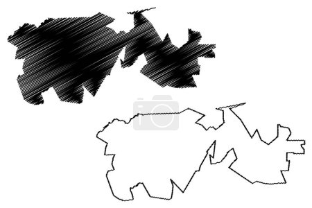 Ilustración de Municipio Canelas (Estado Libre y Soberano de Durango, México, Estados Unidos Mexicanos) mapa vector ilustración, boceto de garabato Mapa de Canelas - Imagen libre de derechos