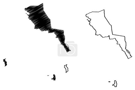 Ilustración de Ensenada municipality (Free and Sovereign State of Baja California, México, United Mexican States) mapa vector illustration, scribble sketch Ensenada map - Imagen libre de derechos