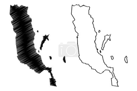 Illustration for Loreto municipality (Free and Sovereign State of Baja California Sur, Mexico, United Mexican States) map vector illustration, scribble sketch Loreto map - Royalty Free Image