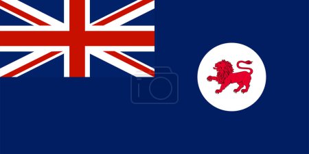 Illustration for Flag of Tasmania or lutruwita (Commonwealth of Australia) State badge of a red lion passant on white disk, on a defaced British Blue Ensign - Royalty Free Image