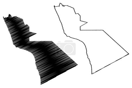 Ilustración de Playas de Rosarito municipality (Free and Sovereign State of Baja California, México, United Mexican States) map vector illustration, scribble sketch map - Imagen libre de derechos