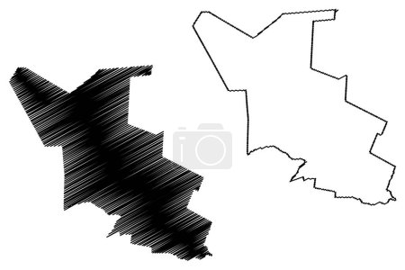Illustration for San Juan de Sabinas municipality (Free and Sovereign State of Coahuila de Zaragoza, Mexico, United Mexican States) map vector illustration, scribble sketch map - Royalty Free Image
