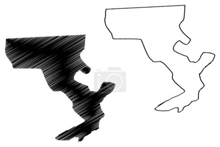 Ilustración de Tijuana municipality (Free and Sovereign State of Baja California, México, United Mexican States) mapa vector illustration, scribble sketch Tijuana map - Imagen libre de derechos