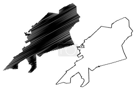 Ilustración de Vicente Guerrero municipality (Estado Libre y Soberano de Durango, México, United Mexican States) mapa vector illustration, scribble sketch Vicente Guerrero map - Imagen libre de derechos