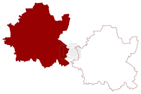 Ilustración de City and Metropolitan borough of Wolverhampton (Reino Unido de Gran Bretaña e Irlanda del Norte, condado metropolitano y ceremonial West Midlands, Inglaterra) mapa vector, mapa de bocetos de garabatos - Imagen libre de derechos