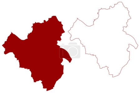 Ilustración de Town, borough and unitary authority of Reading (Reino Unido de Gran Bretaña e Irlanda del Norte, condado ceremonial Berkshire, Berks, Inglaterra) map vector illustration, scribble sketch map - Imagen libre de derechos
